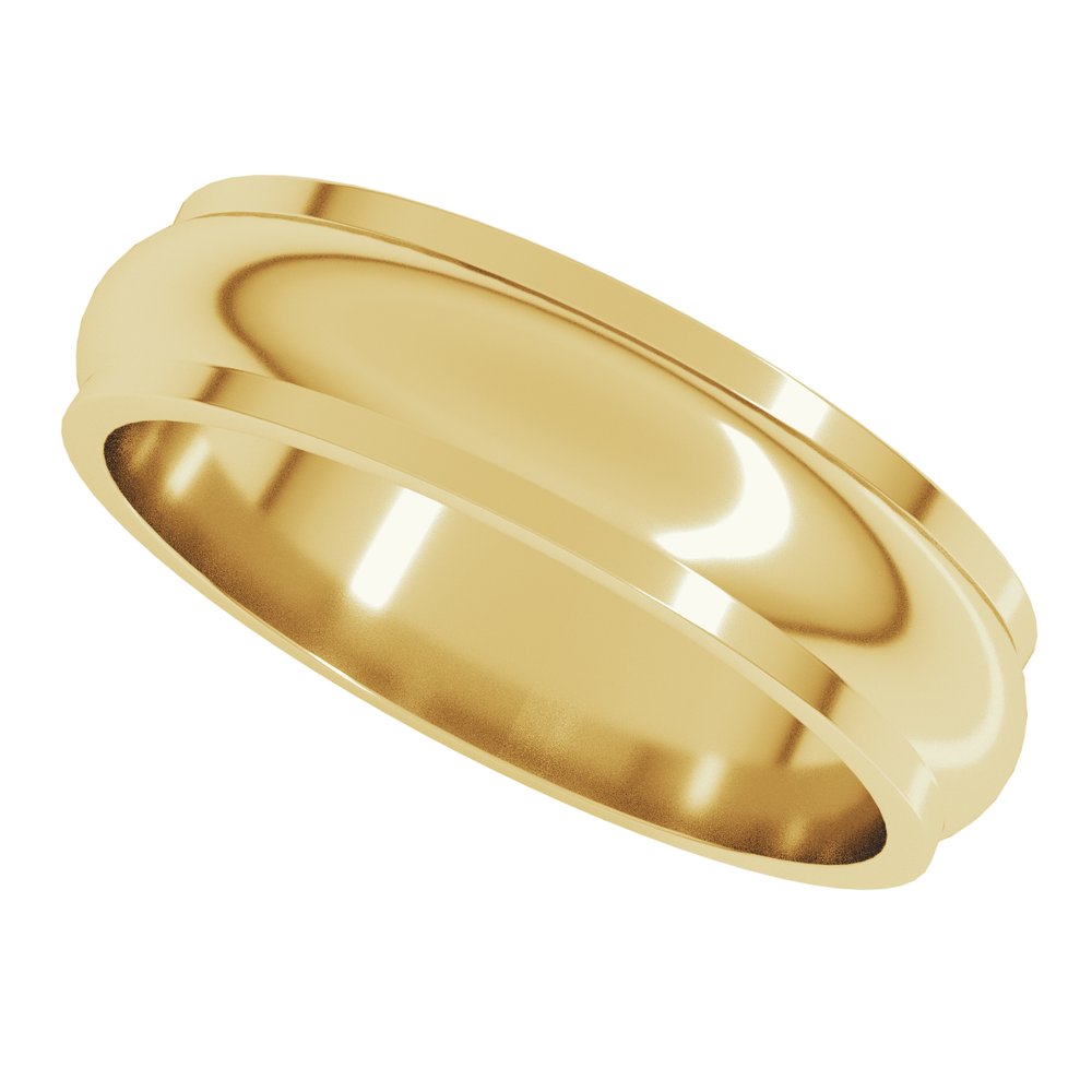 14K Yellow Gold 5 mm Stepped-Edge Half Round Band Size 7