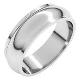 14K White Gold 6 mm Stepped-Edge Half Round Band Size 6.5