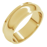14K Yellow Gold 6 mm Stepped-Edge Half Round Band Size 7