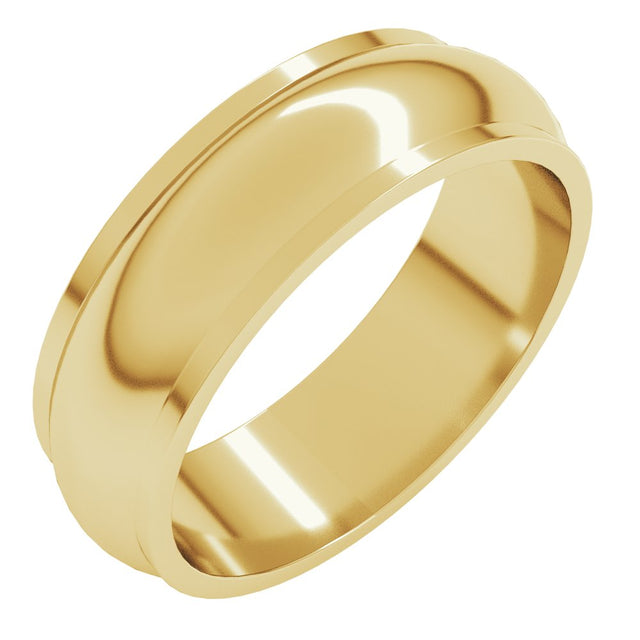 14K Yellow Gold 6 mm Stepped-Edge Half Round Band Size 7
