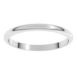 Platinum 2 mm Half Round Band Size 3.5