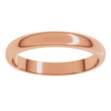 14K Rose Gold 3 mm Half Round Band Size 5
