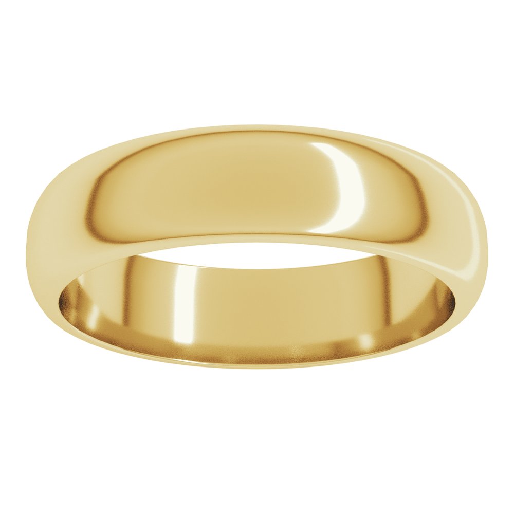 18K Yellow Gold 5 mm Half Round Band Size 6.5