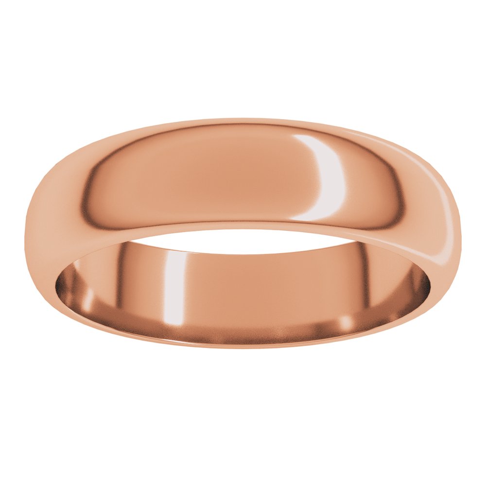 14K Rose Gold 5 mm Half Round Band Size 10.5