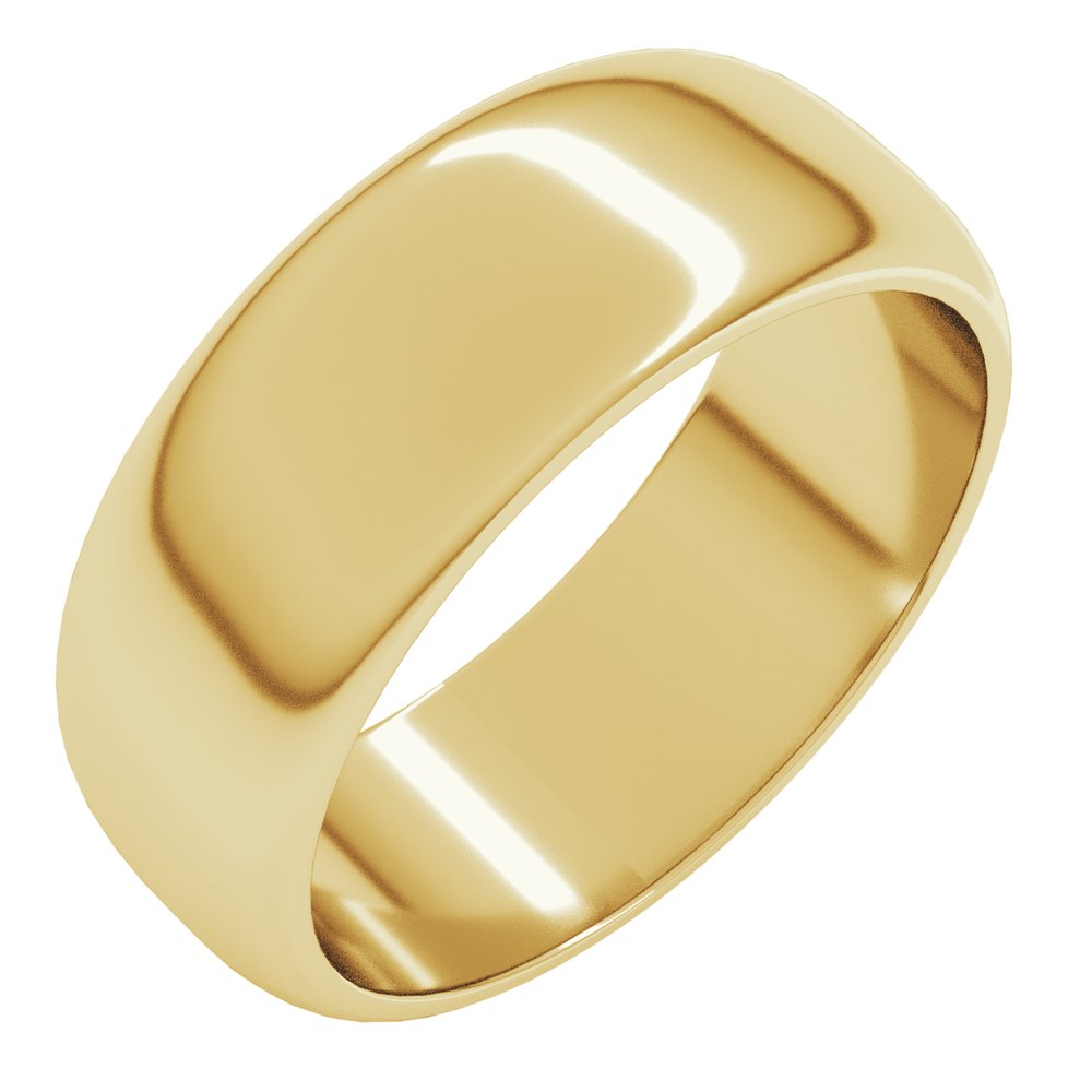 18K Yellow Gold 7 mm Half Round Band Size 7.5