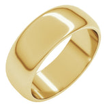 14K Yellow Gold 7 mm Half Round Band Size 5