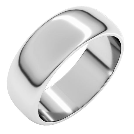 10K White Gold 7 mm Half Round Band Size 11