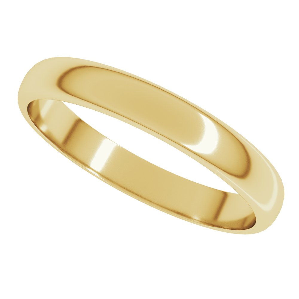 22K Yellow Gold 3 mm Lightweight Half Round Band Size 6.5