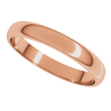 14K Rose 3 mm Half Round Light Band