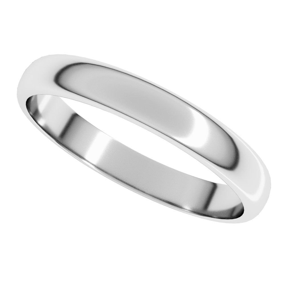 14K X1 White 3 mm Lightweight Half Round Band Size 7