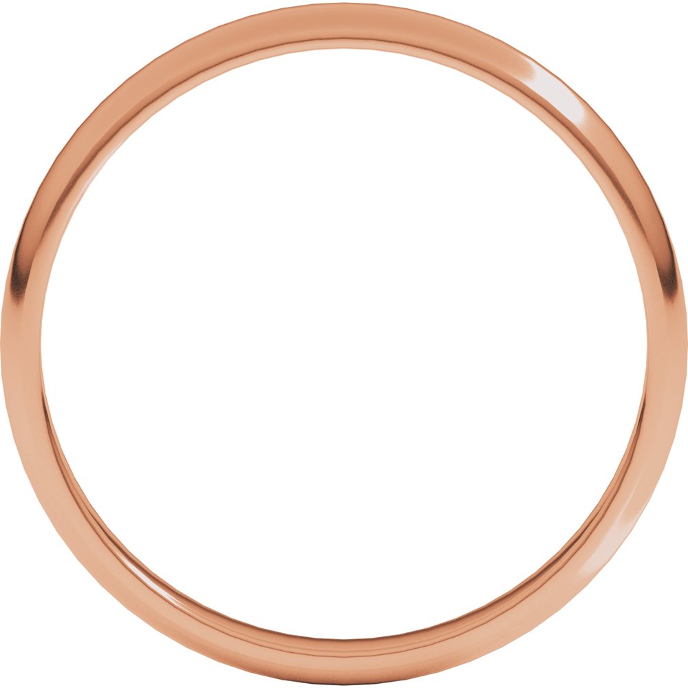 14K Rose Gold 2.5 mm Lightweight Half Round Band Size 10.5