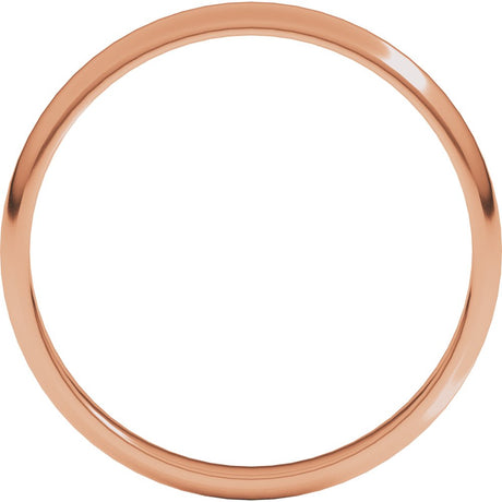 14K Rose Gold 2.5 mm Lightweight Half Round Band Size 10.5