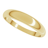 18K Yellow 4 mm Half Round Tapered Band