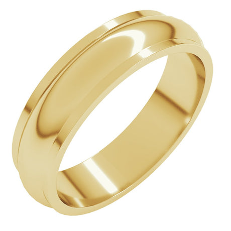 14K Yellow Gold 5 mm Stepped-Edge Half Round Band Size 5