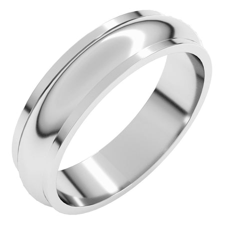 10K White Gold 5 mm Stepped-Edge Half Round Band Size 9