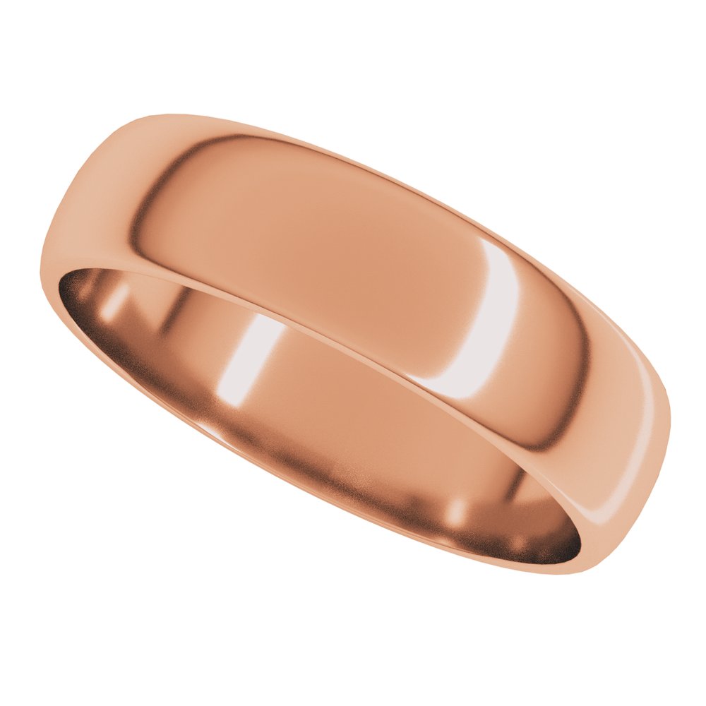 14K Rose Gold 5 mm Lightweight Half Round Band Size 6.5