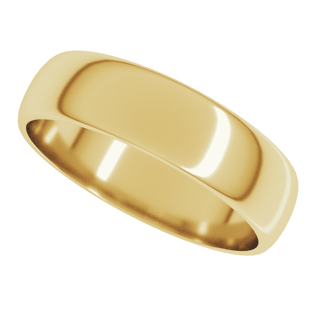 14K Yellow 5 mm Half Round Light Band