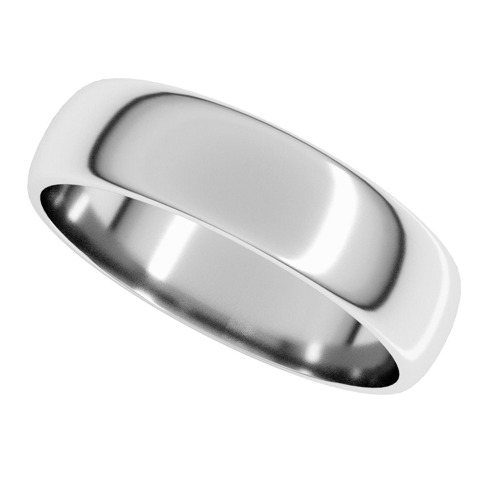 10K White Gold 5 mm Lightweight Half Round Band Size 8
