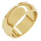 14K Yellow 7 mm Stepped-Edge Half Round Band Size 7.5