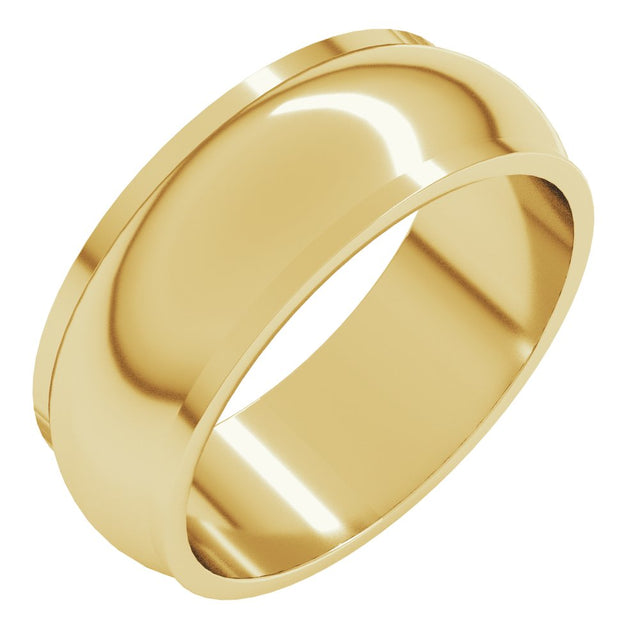 14K Yellow Gold 7 mm Stepped-Edge Half Round Band Size 9.5