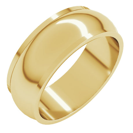 14K Yellow Gold 7 mm Stepped-Edge Half Round Band Size 10