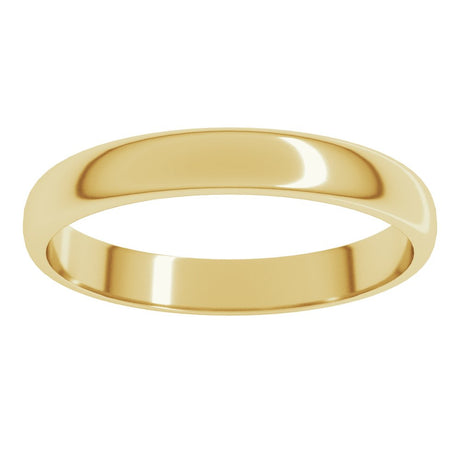 14K Yellow 3 mm Half Round Light Band