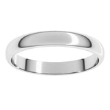 10K White 3 mm Lightweight Half Round Band