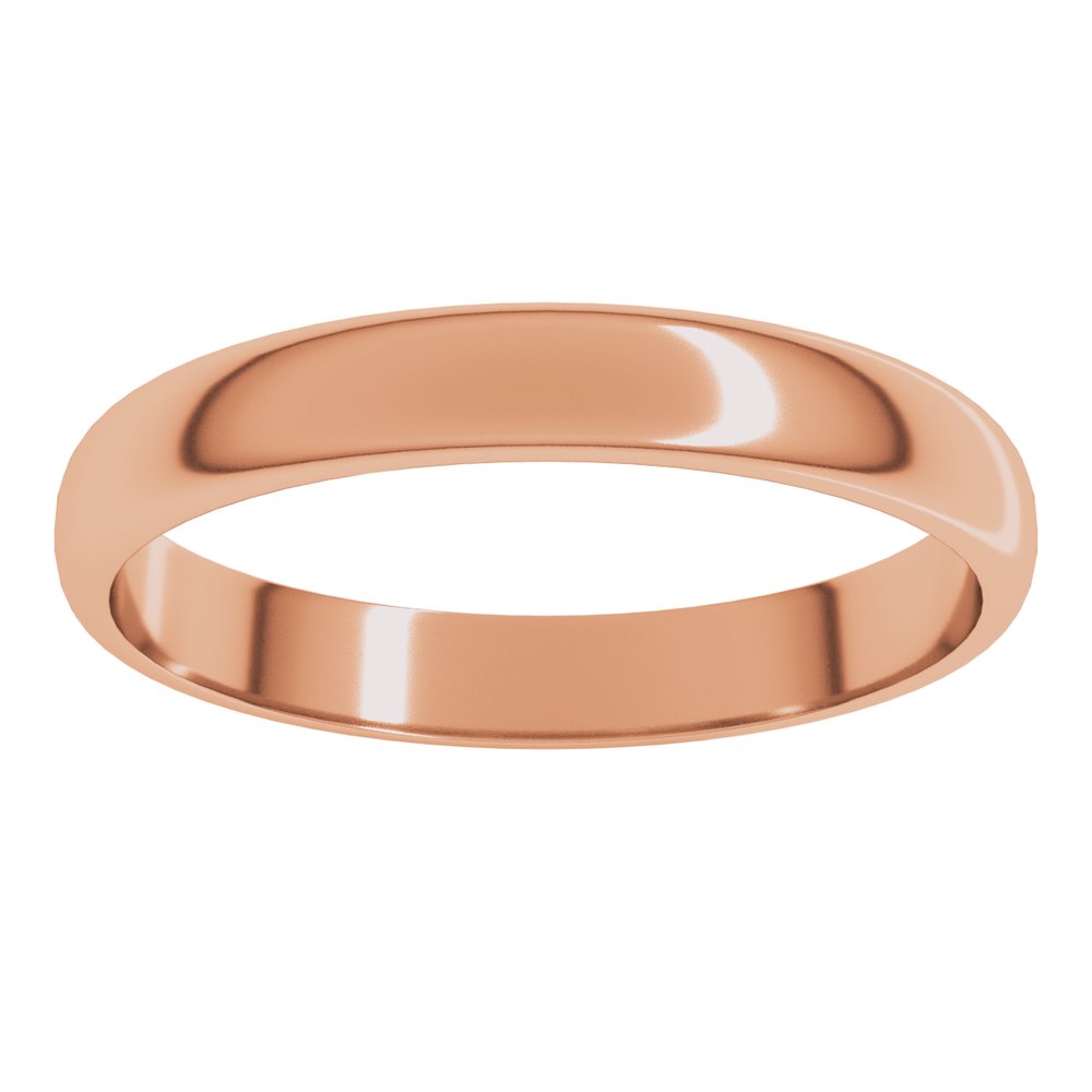 14K Rose Gold 3 mm Lightweight Half Round Band Size 6.5