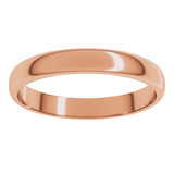 14K Rose Gold 3 mm Lightweight Half Round Band Size 6.5