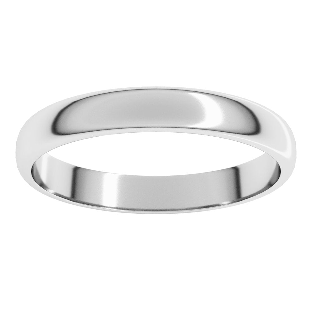 10K White Gold 3 mm Lightweight Half Round Band Size 6