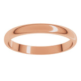 14K Rose Gold 2.5 mm Lightweight Half Round Band Size 10.5