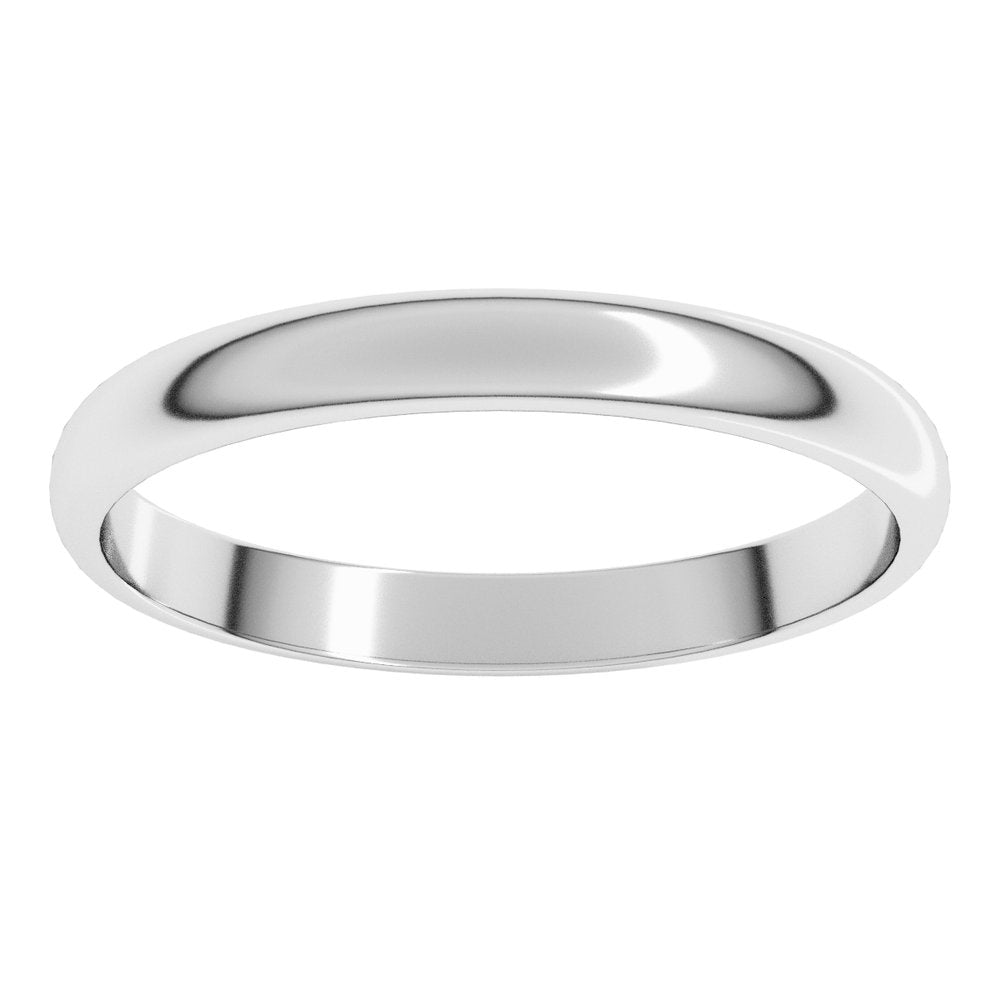 14K White Gold 2.5 mm Lightweight Half Round Band Size 5
