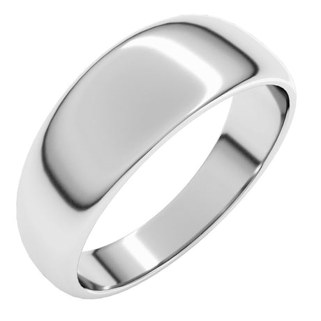 14K White 7 mm Half Round Tapered Band Size 6