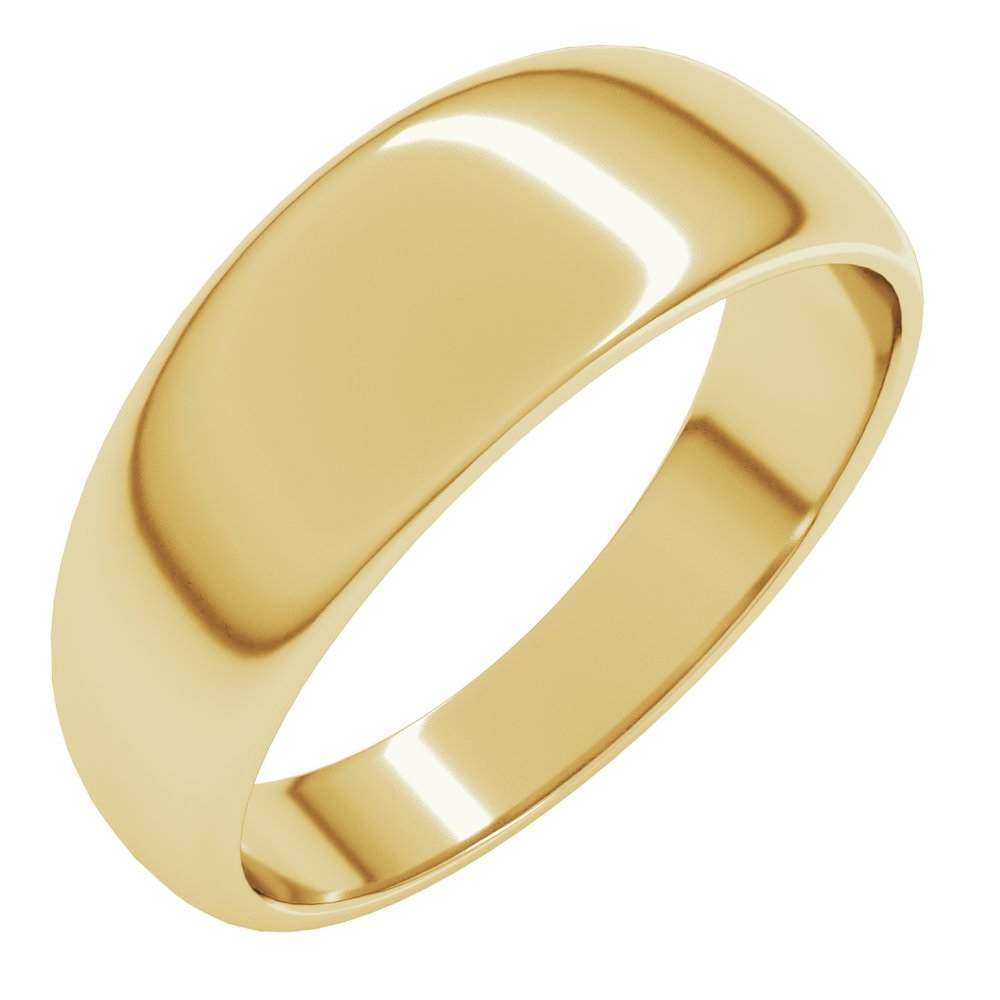14K Yellow Gold 7 mm Tapered Half Round Band Size 8