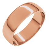 14K Rose 6 mm Ultra-Lightweight Half Round Band Size 9.5