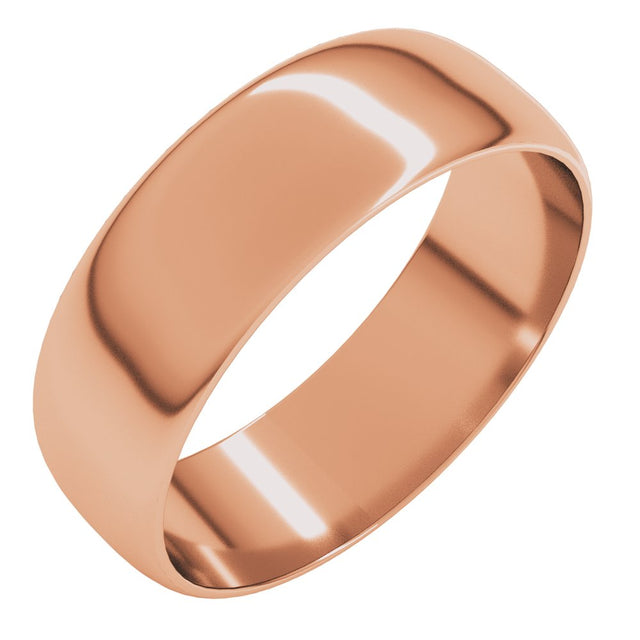 18K Rose 6 mm Ultra-Lightweight Half Round Band Size 7.5