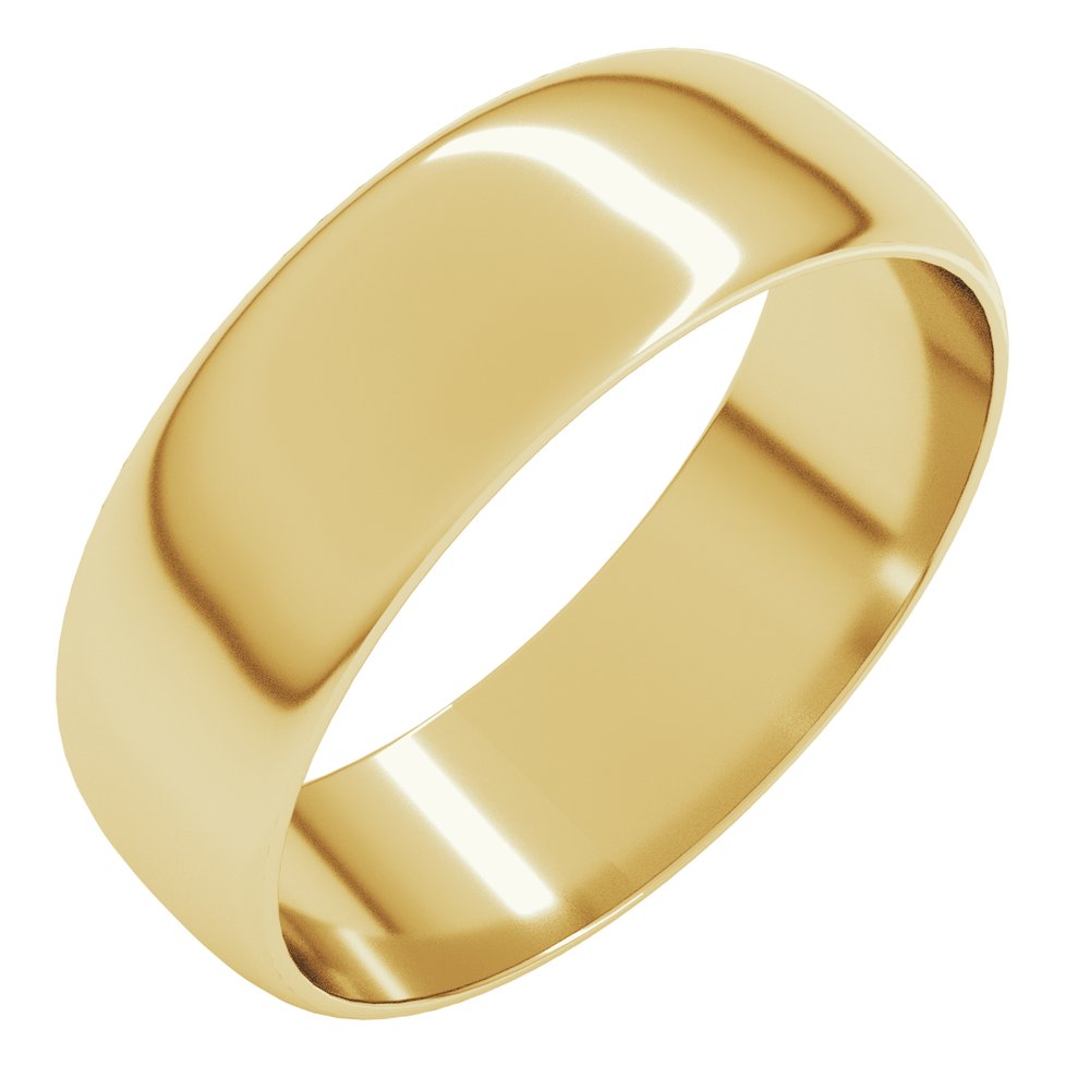 14K Yellow Gold 6 mm Ultra-Lightweight Half Round Band Size 7