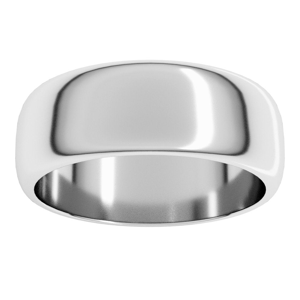 Sterling Silver 7 mm Half Round Band Size 10