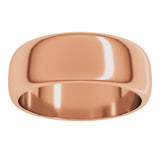 14K Rose 7 mm Half Round Band Size 10.5