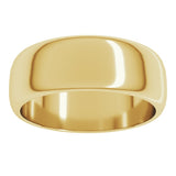 14K Yellow Gold 7 mm Half Round Band Size 5.5