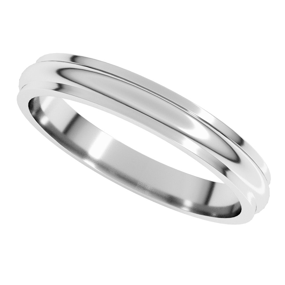 10K White Gold 3 mm Stepped-Edge Half Round Band Size 8.5