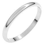 10K White Gold 2 mm Lightweight Half Round Band Size 3.5