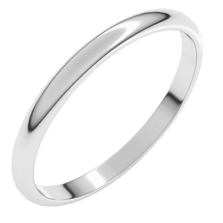 Sterling Silver 2 mm Lightweight Half Round Band Size 7