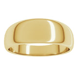 14K Yellow Gold 7 mm Tapered Half Round Band Size 8
