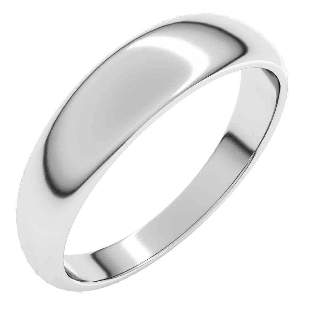 18K White 5 mm Half Round Tapered Band Size 9