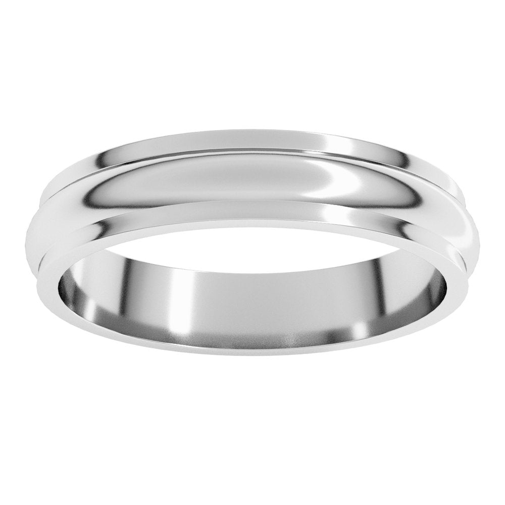 14K White 4 mm Stepped-Edge Half Round Band Size 11