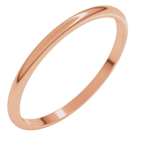 14K Rose 1.5 mm Half Round Light Band Size 6