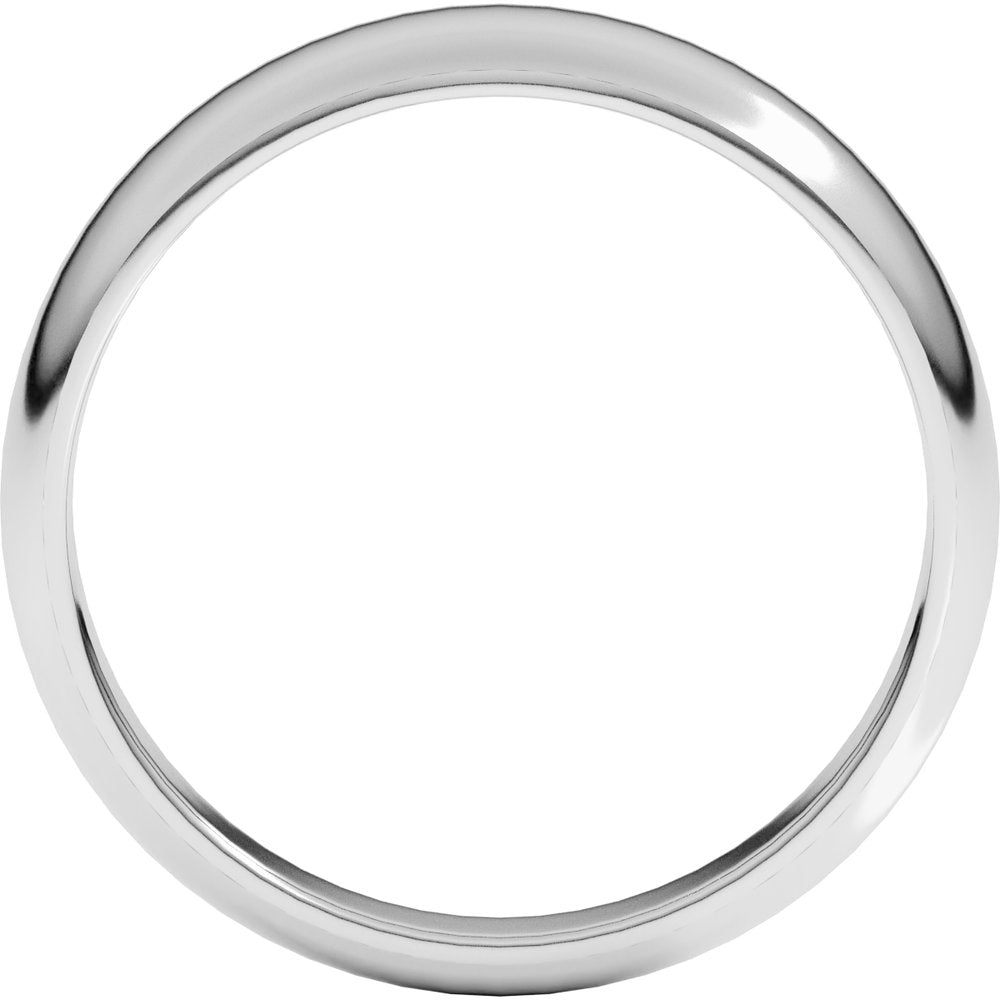 14K White Gold 6 mm Tapered Half Round Band Size 6.5