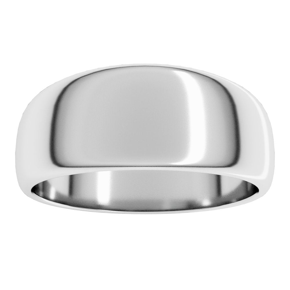 10K White 8 mm Tapered Half Round Band Size 9