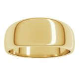 14K Yellow 8 mm Tapered Half Round Band